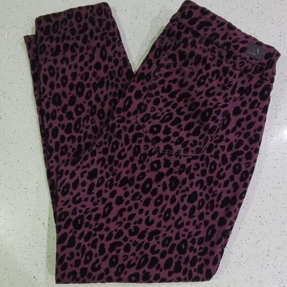 Jordache Jeans Purple Luxe Skinny Cheetah Mid Rise Flocked Black Sz 26W New - Picture 4 of 13
